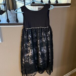 Bonnie Jean Black Floral Lace Kids Dress NWT